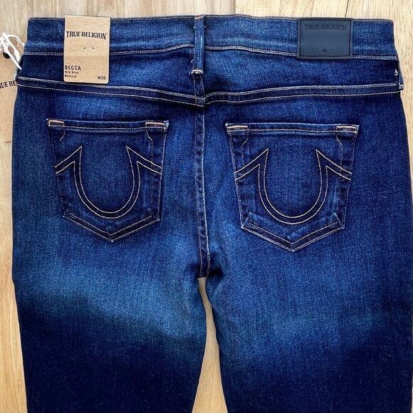 TRUE RELIGION BECCA TWISTED SEAM BOOTCUT Women’s Mid Rise Jeans sz 28 NWT - Picture 5 of 16